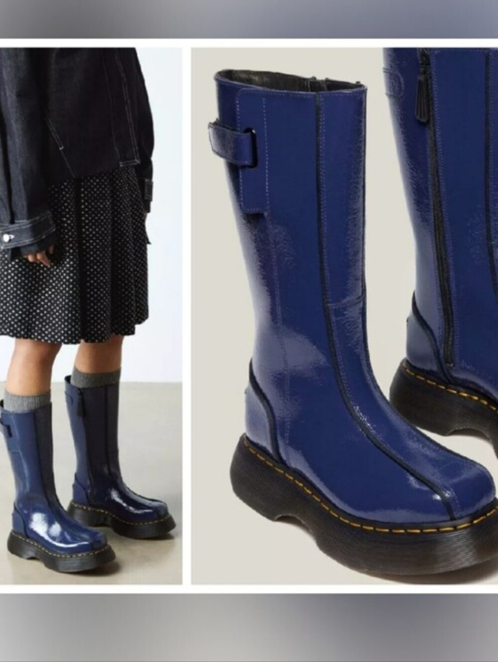 Dr. Martens BUZZ HI Tall Distressed Patent Leather Boots
